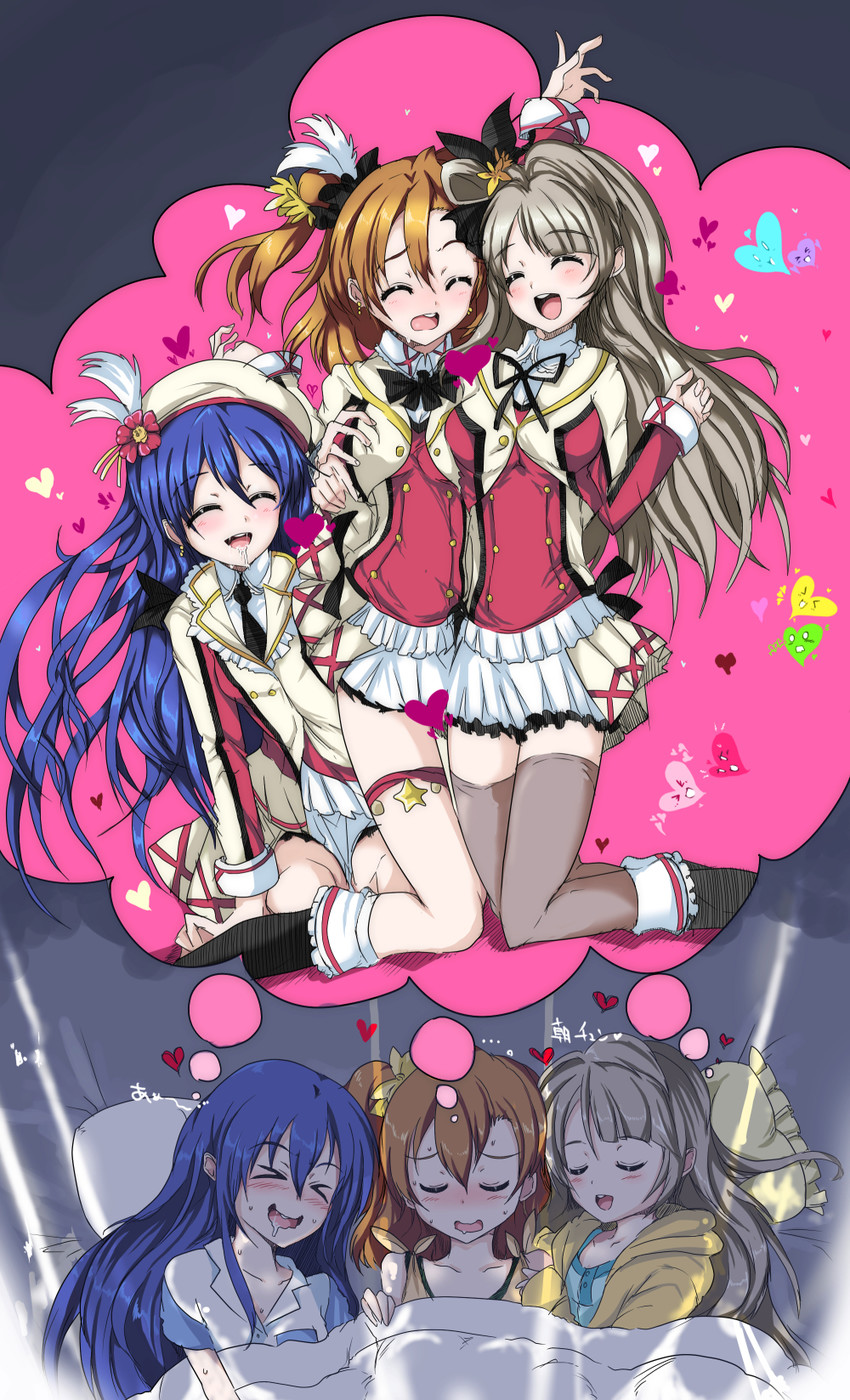sonoda umi, minami kotori, and kosaka honoka (love live! and 1 more) drawn by echizen_(hvcv)