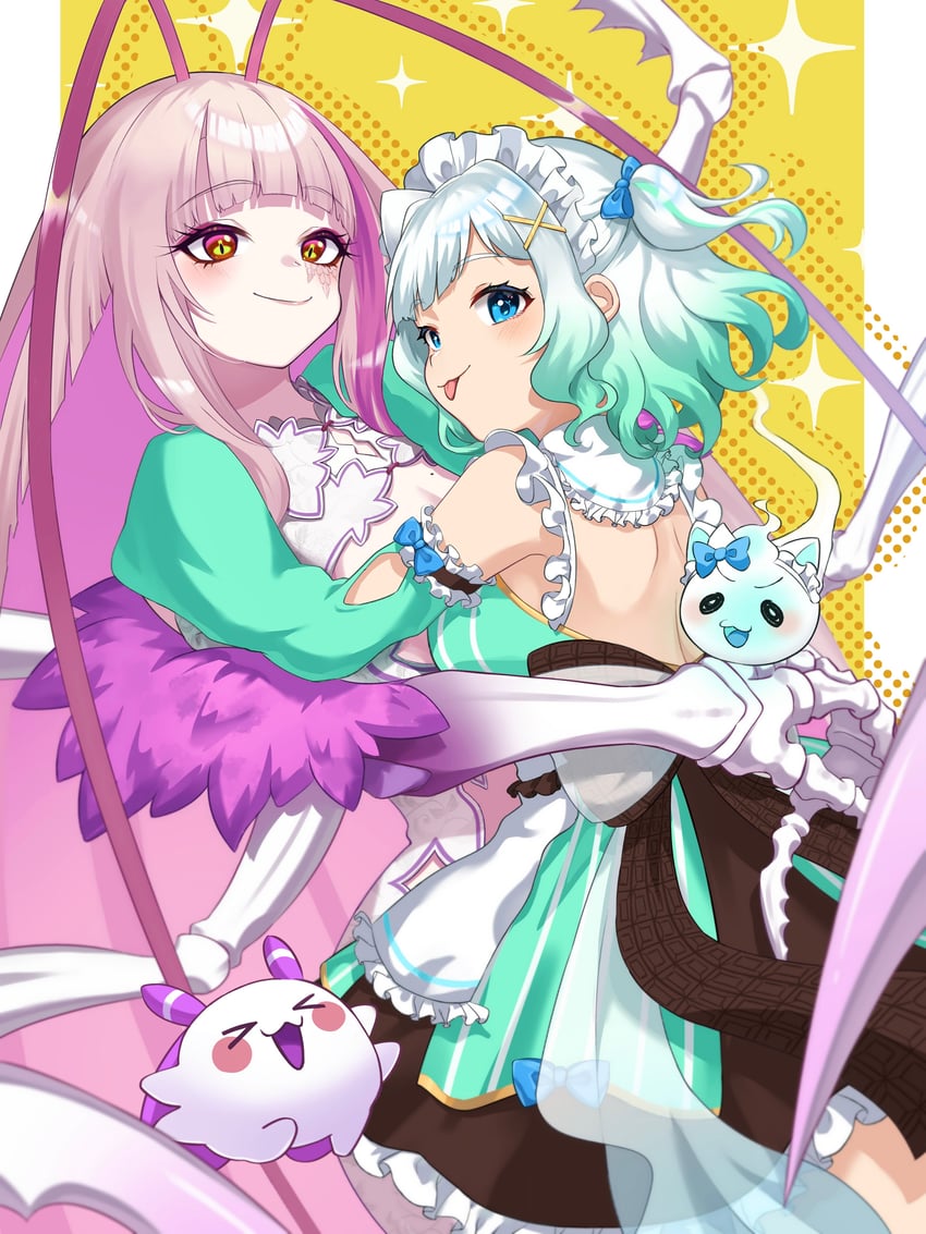 mint fantome, matara kan, wisps, and momo (indie virtual youtuber and 1 more) drawn by tolo_mag