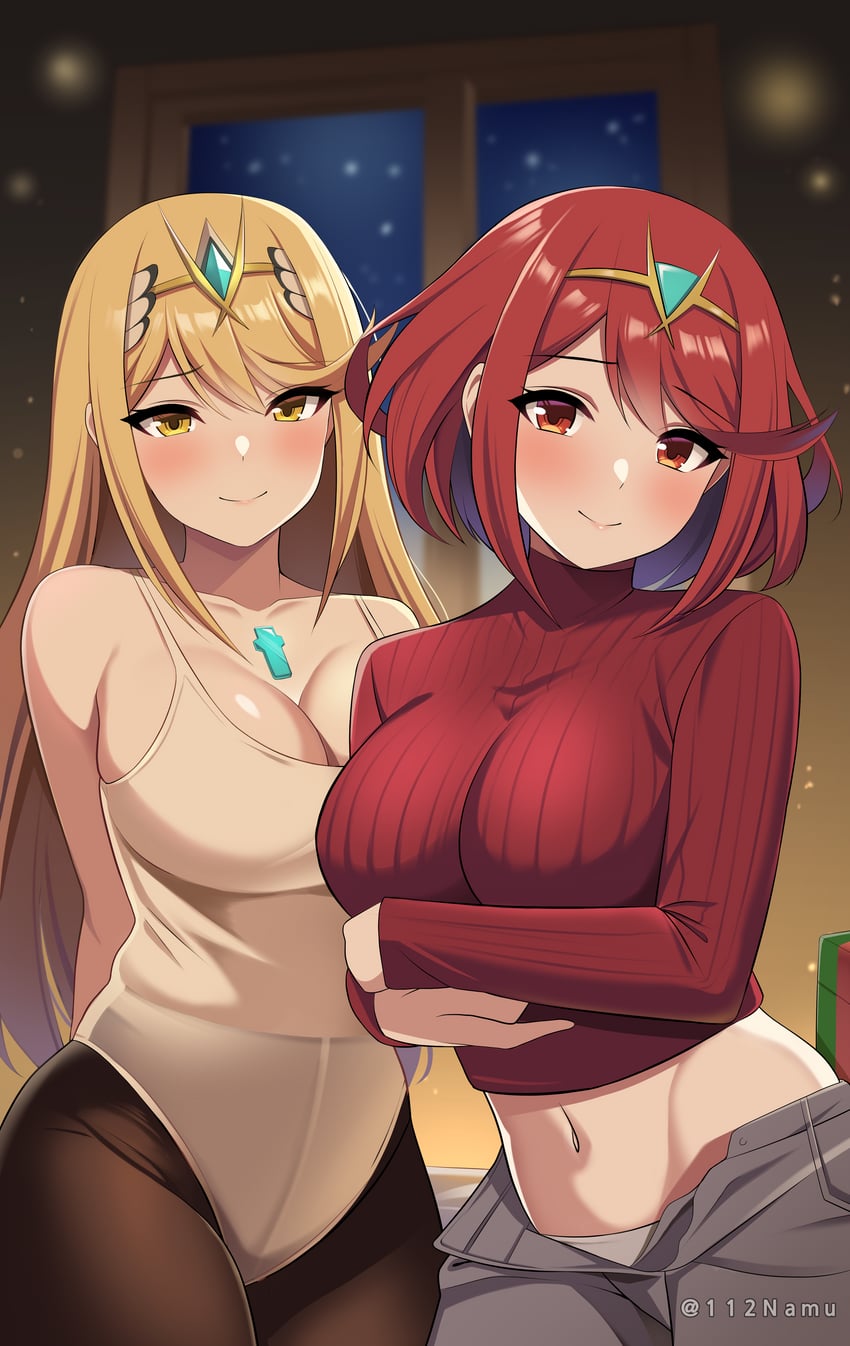 pyra and mythra (xenoblade chronicles and 1 more) drawn by namu_(112namu)