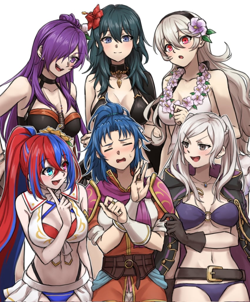 female byleth, female corrin, female robin, female alear, female shez, and 1 more (fire emblem and 7 more) drawn by zuzu_(ywpd8853)