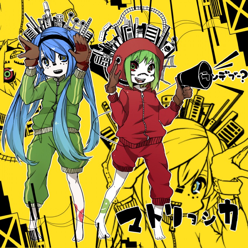 hatsune miku and gumi (vocaloid and 1 more) drawn by naruto_maki