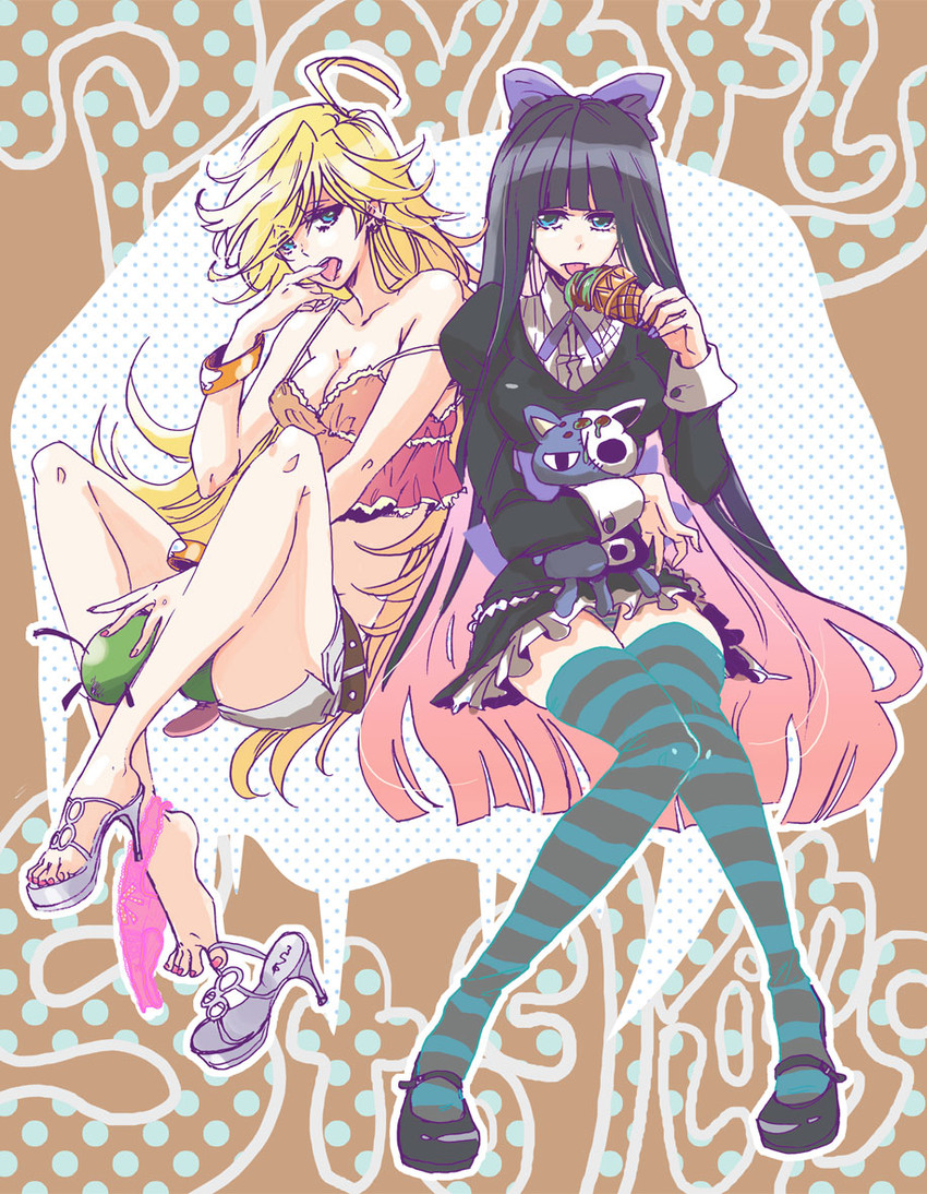 stocking, panty, honekoneko, and chuck (panty & stocking with garterbelt) drawn by acm
