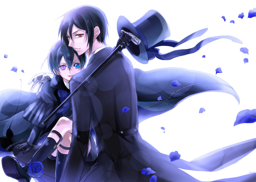 ciel phantomhive and sebastian michaelis (kuroshitsuji) drawn by hana_(kikilala)