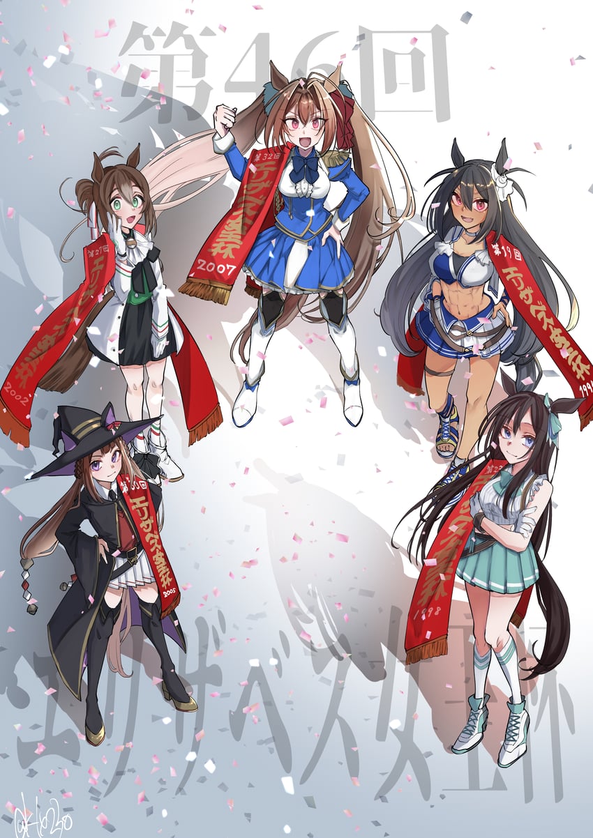 daiwa scarlet, mejiro dober, fine motion, sweep tosho, and hishi amazon (umamusume) drawn by tsukasa_(avdx5538)