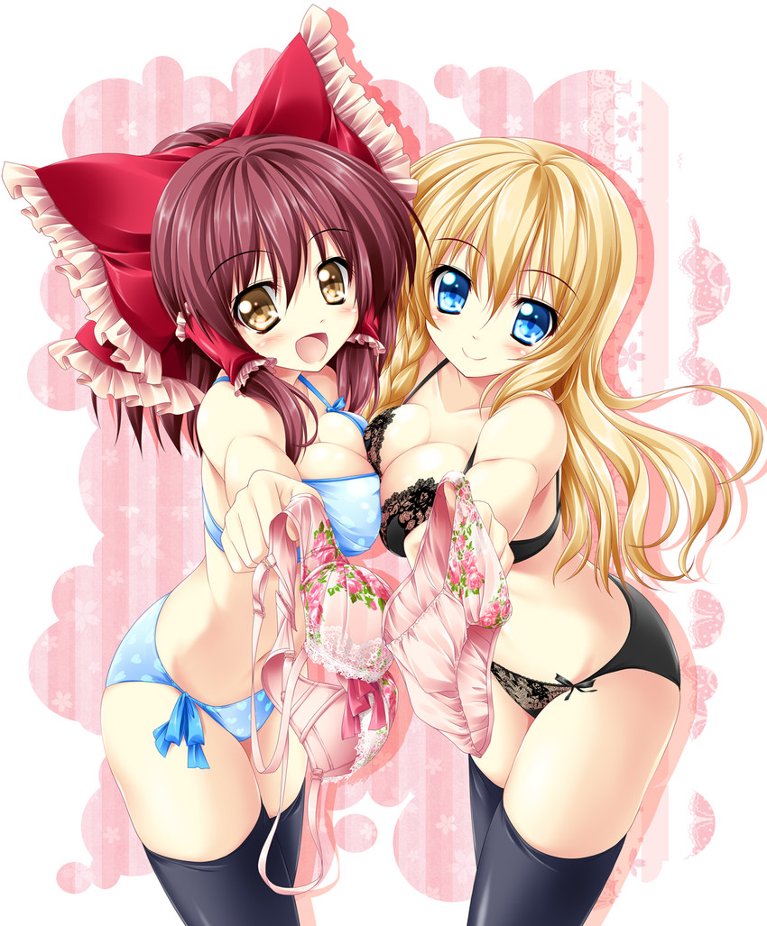 hakurei reimu and kirisame marisa (touhou) drawn by kamiya_tomoe