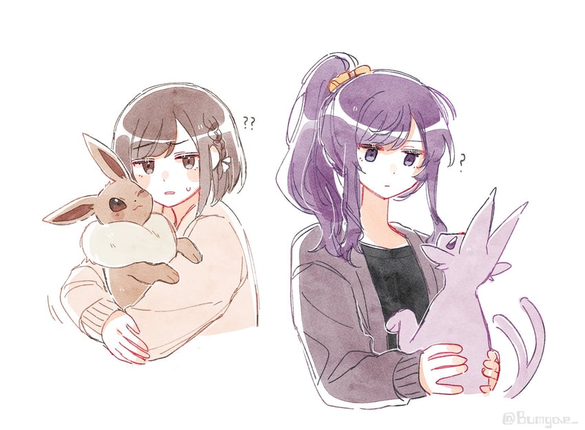 eevee, asahina mafuyu, shinonome ena, and espeon (pokemon and 1 more) drawn by wo_habum