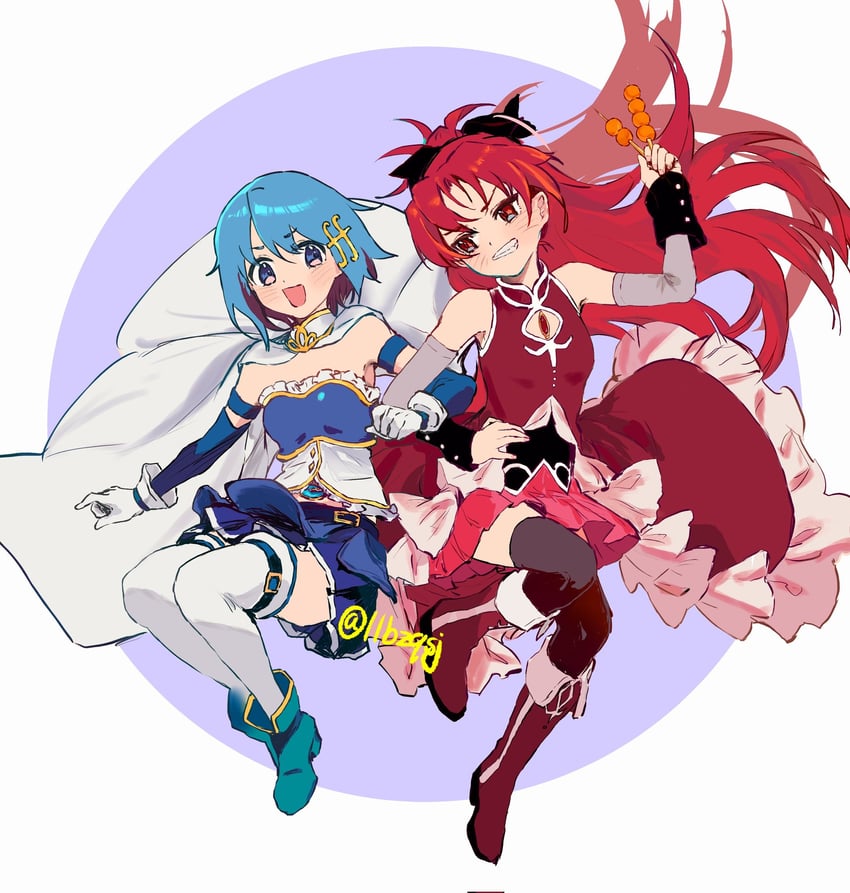 miki sayaka and sakura kyoko (mahou shoujo madoka magica) drawn by llbzqsj
