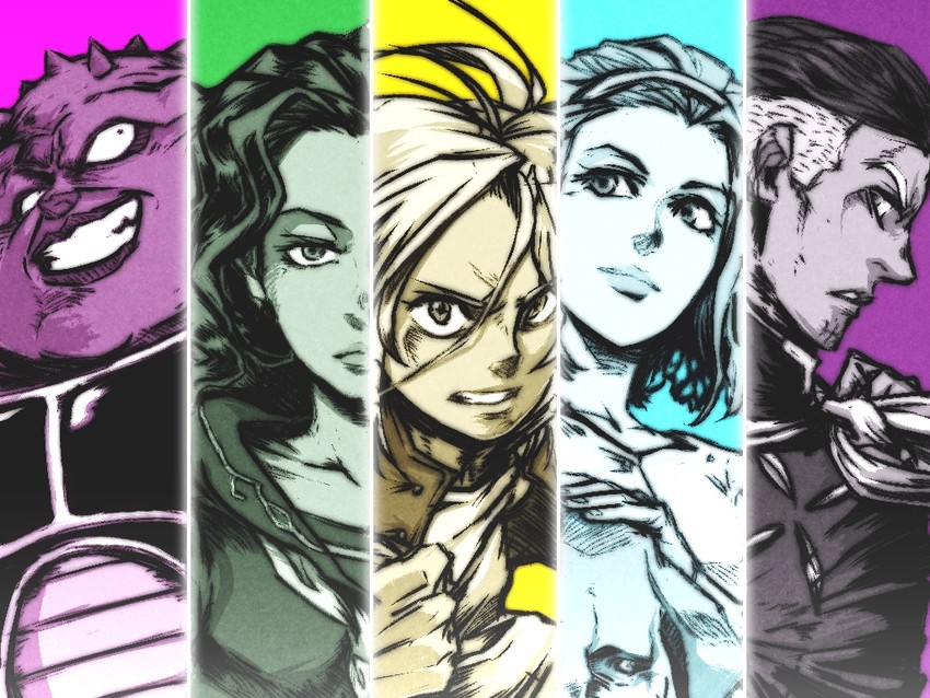sugimoto reimi, yamagishi yukako, kawajiri hayato, fungami yuya, yangu shigekiyo, and 1 more (jojo no kimyou na bouken and 3 more) drawn by kemachiku