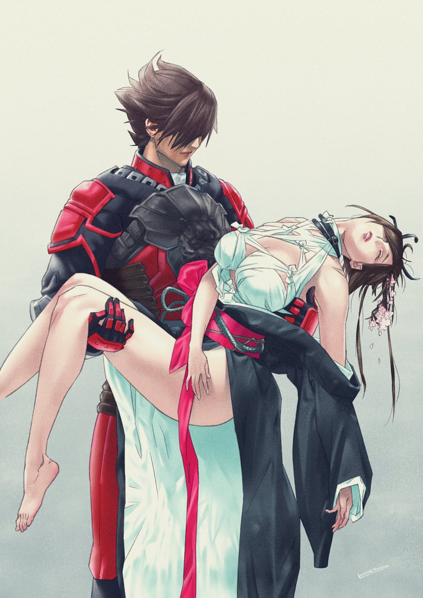 kazama asuka and lars alexandersson (tekken and 2 more) drawn by ikeda_kazuhiro