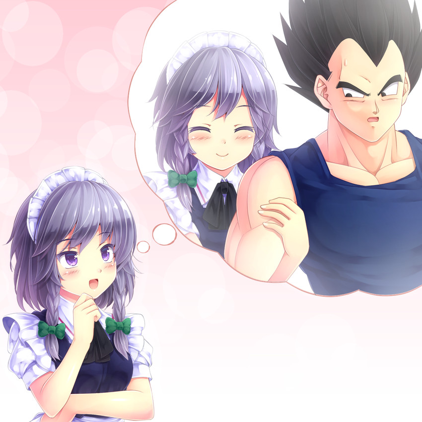 izayoi sakuya and vegeta (touhou and 2 more) drawn by komimiyako