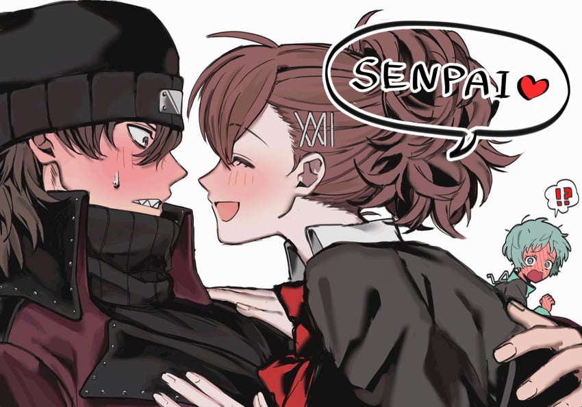 shiomi kotone, yamagishi fuuka, and aragaki shinjirou (persona and 2 more) drawn by or_i_i