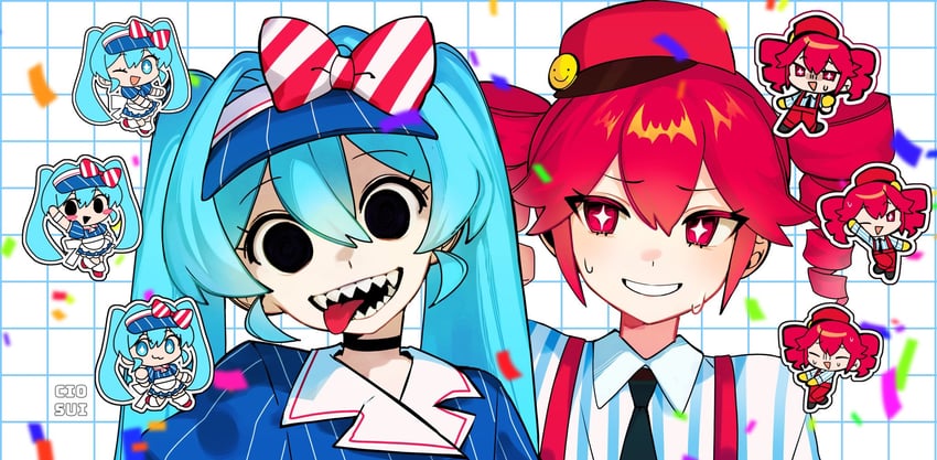 hatsune miku and kasane teto (vocaloid and 2 more) drawn by cio_(ciosui)