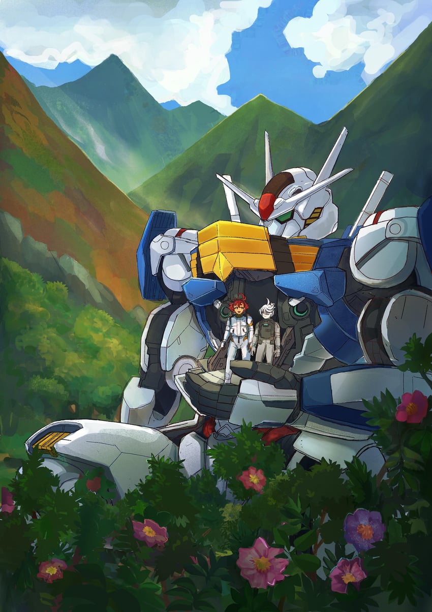 suletta mercury, miorine rembran, and gundam aerial (gundam and 1 more) drawn by andiedraws