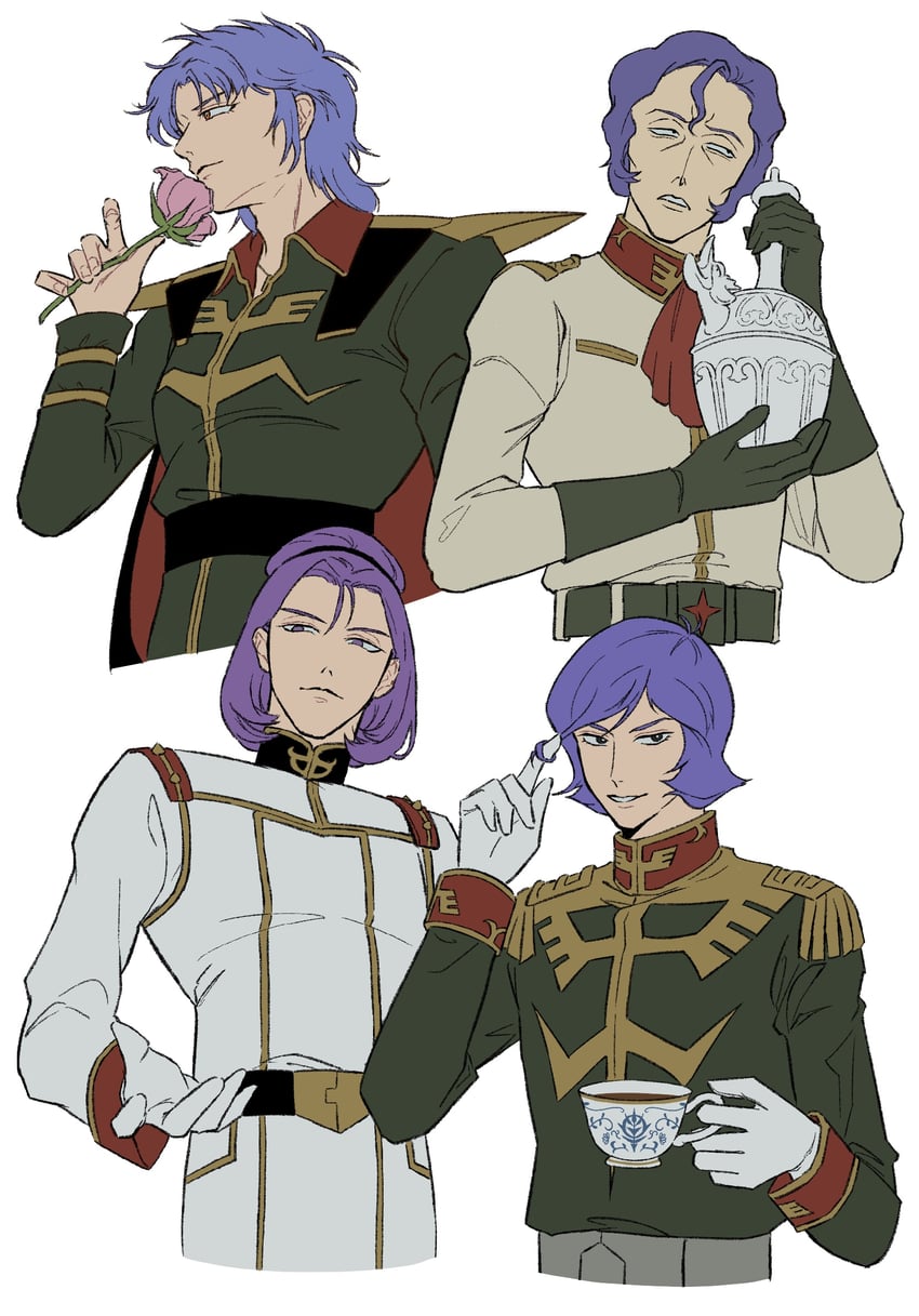 garma zabi, paptimus scirocco, mashymre cello, and m'quve (gundam and 3 more) drawn by basic_learning