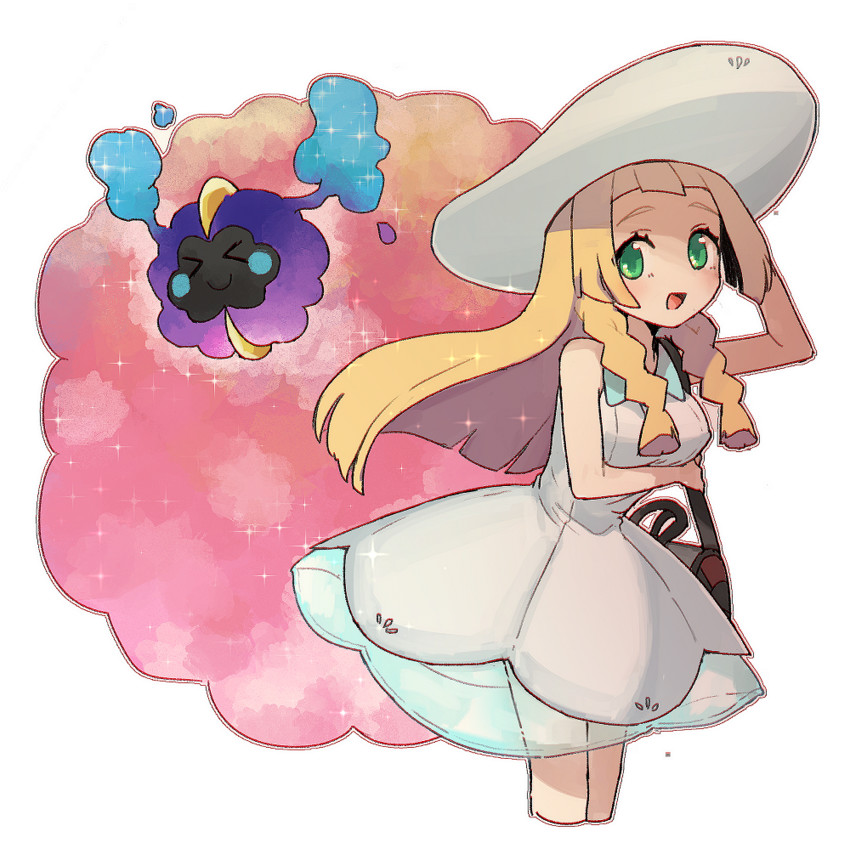 lillie and cosmog (pokemon and 1 more) drawn by ariesuzu_(ariessz)