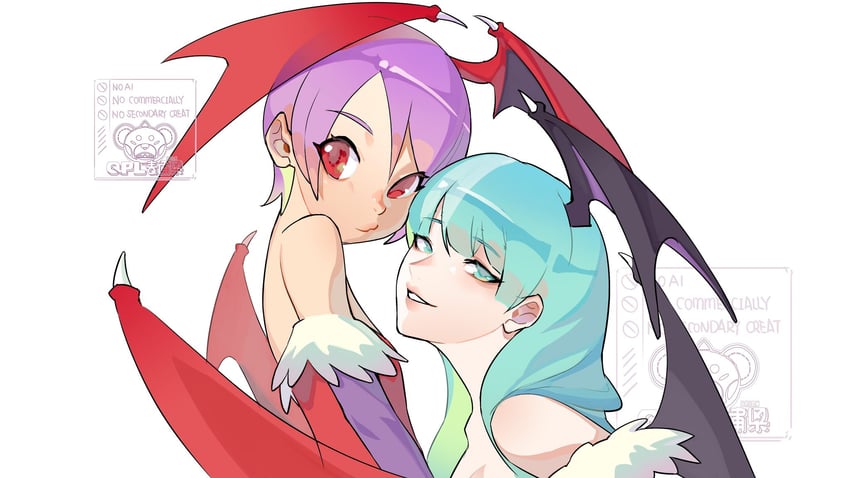 morrigan aensland and lilith (darkstalkers) drawn by qingpu_liang