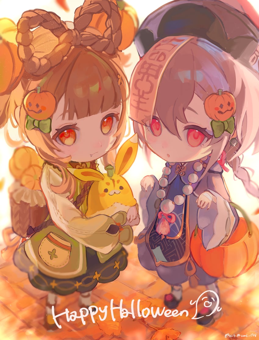 qiqi and yaoyao (genshin impact) drawn by giuniu_(unc_135)