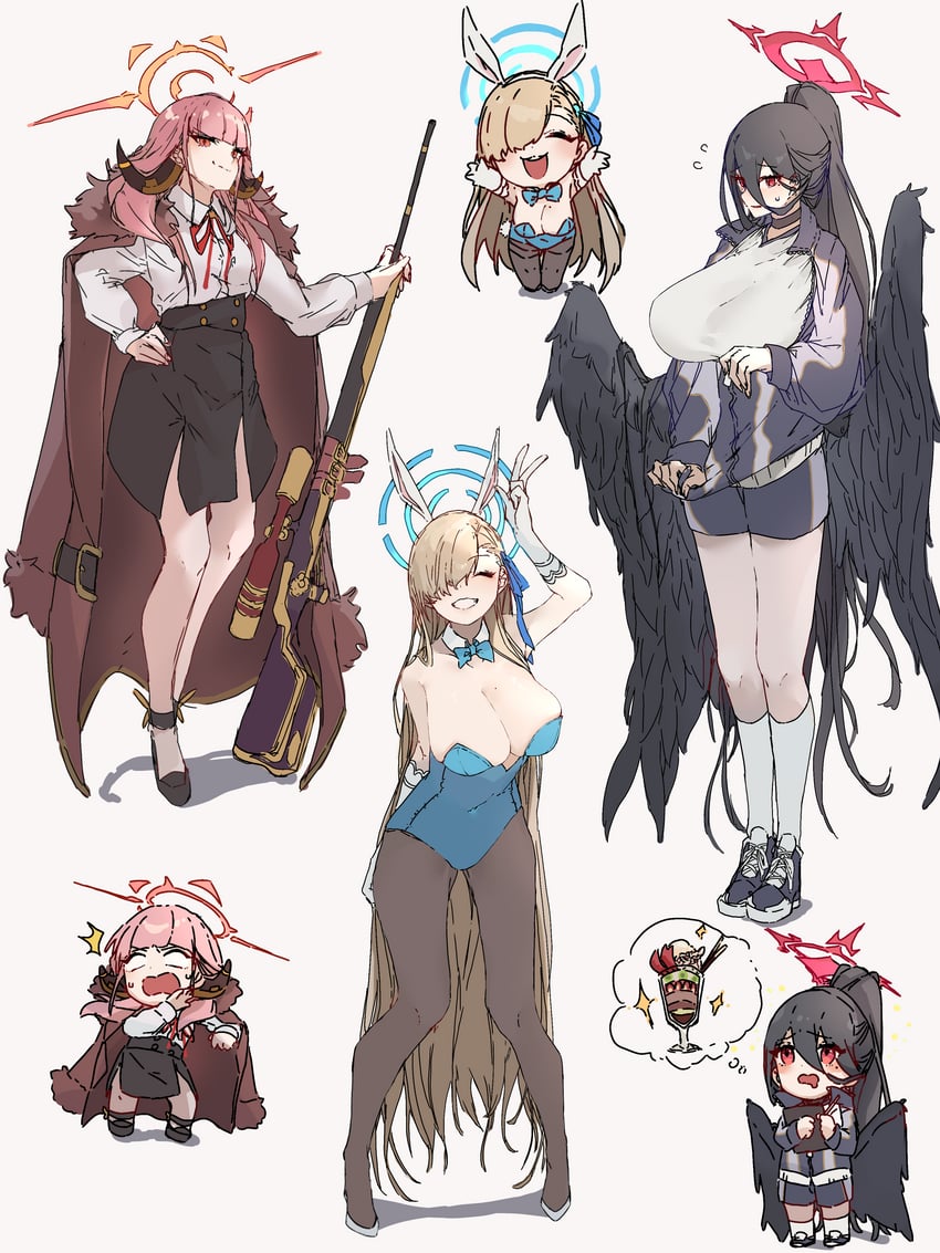 asuna, aru, and hasumi (blue archive) drawn by anmochi_mochi