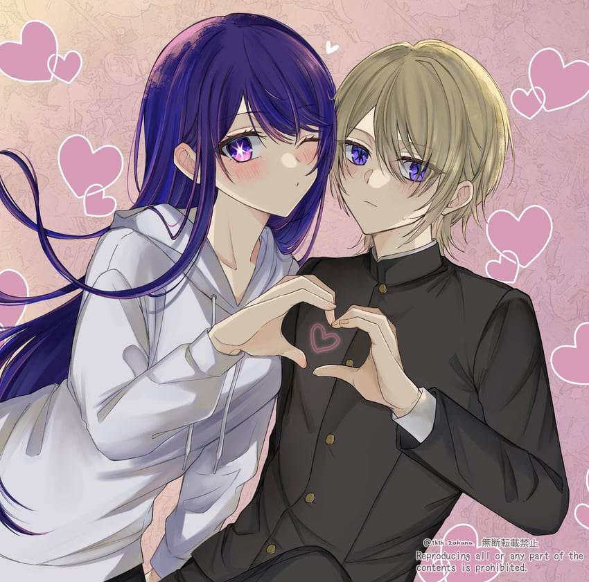 hoshino ai and kamiki hikaru (oshi no ko) drawn by tktk_zakana