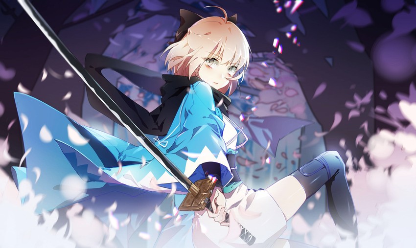 okita souji (fate and 2 more) drawn by zhibuji_loom
