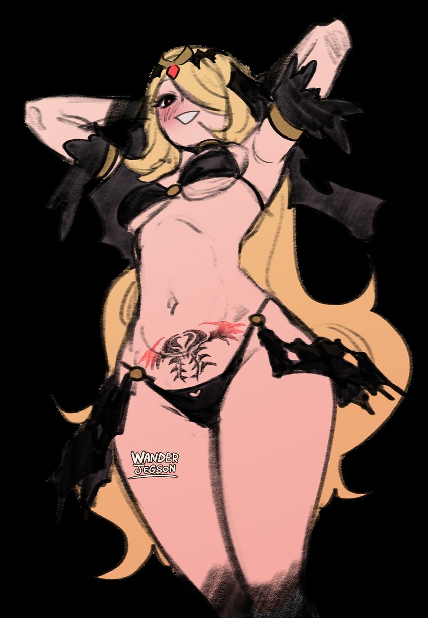 cynthia and giratina (pokemon and 1 more) drawn by wanderjegson