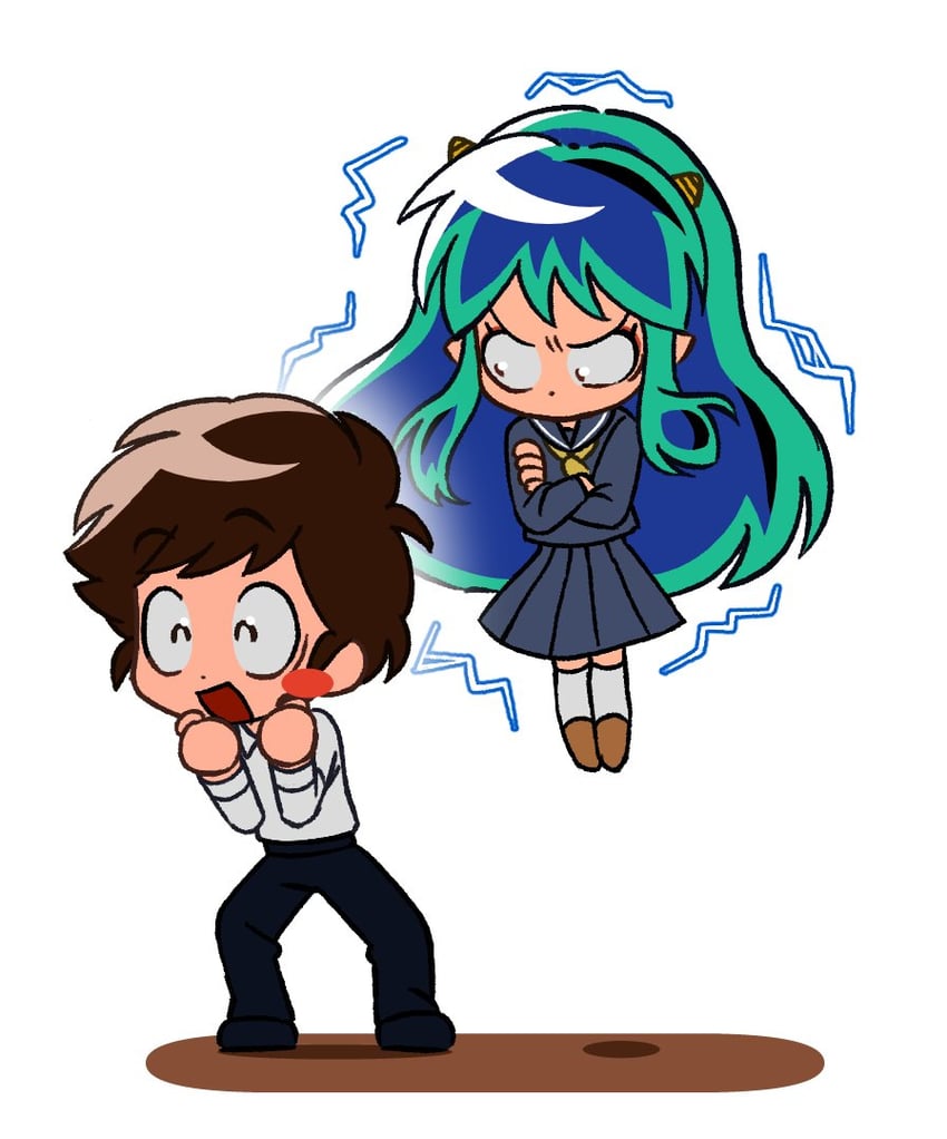 lum and moroboshi ataru (urusei yatsura) drawn by js_cm99