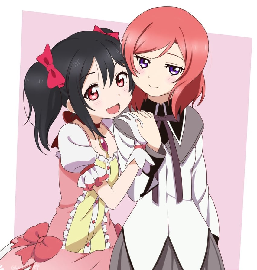 akemi homura, kaname madoka, nishikino maki, and yazawa nico (love live! and 2 more) drawn by missladysheep