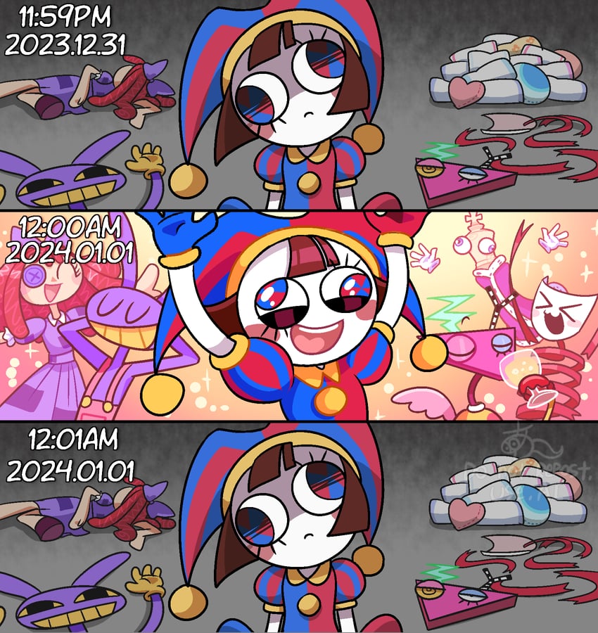 pomni, ragatha, gangle, kinger, and zooble (the amazing digital circus) drawn by u_304a2