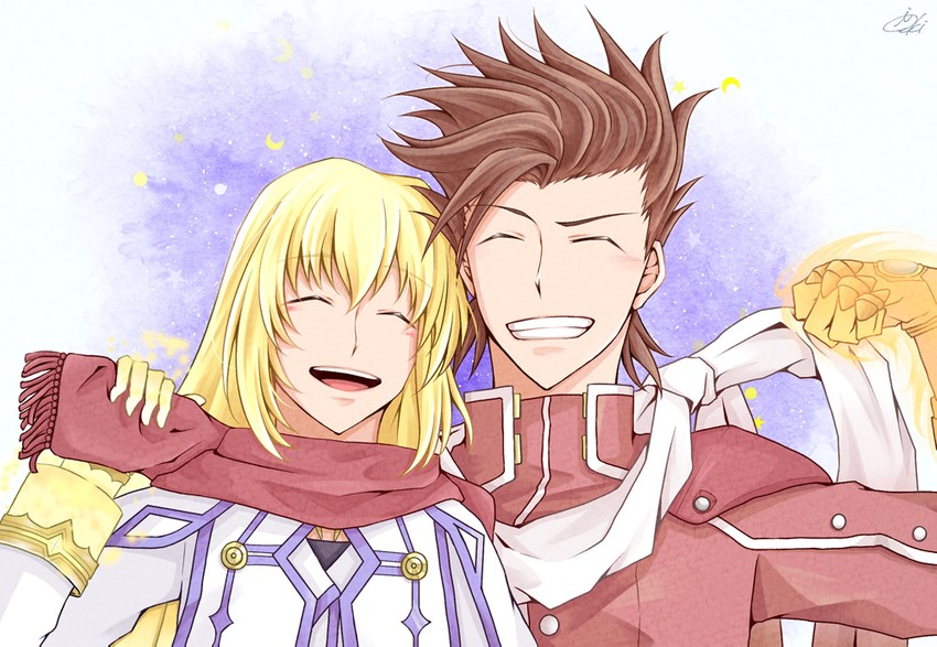 colette brunel and lloyd irving (tales of and 1 more) drawn by aiki_hiwa