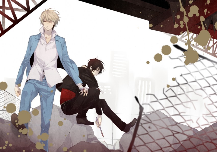 orihara izaya and heiwajima shizuo (durarara!!) drawn by xia_(ryugo)