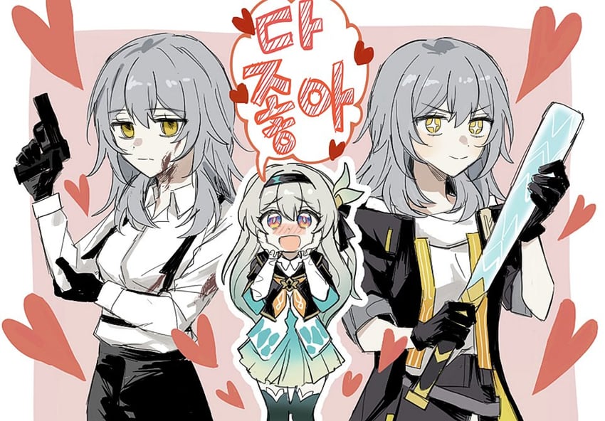 trailblazer, firefly, and stelle (honkai and 1 more) drawn by uju_str