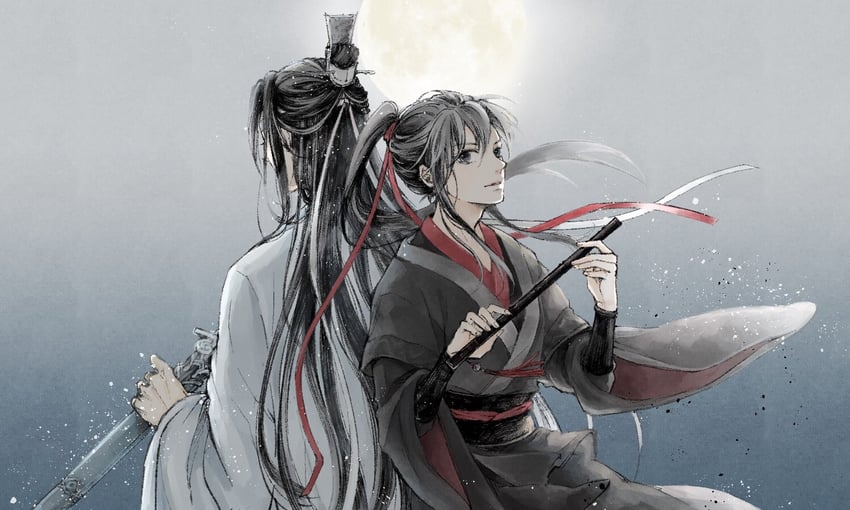 wei wuxian and lan wangji (modao zushi) drawn by w2biiro