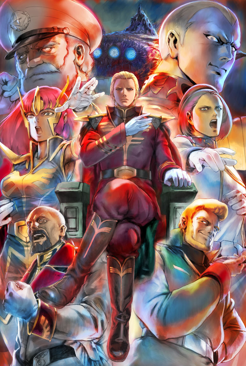 char aznable, haman karn, paptimus scirocco, gihren zabi, aiguille delaz, and 2 more (gundam and 6 more) drawn by yasuda_akira