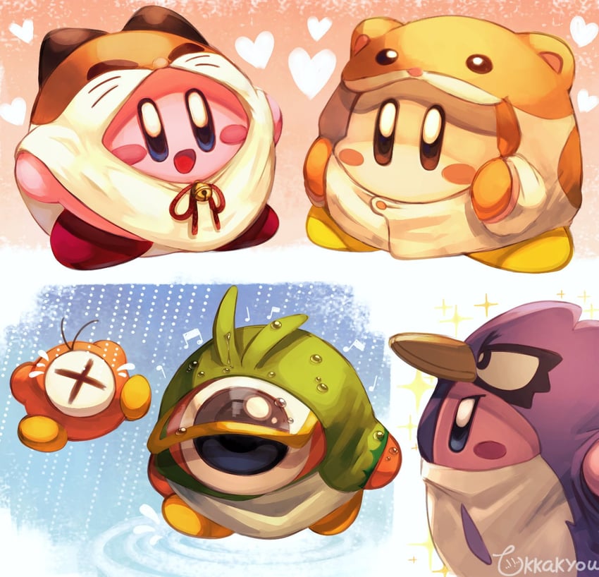 kirby, waddle dee, waddle doo, rick, coo, and 2 more (kirby) drawn by tokkakyou