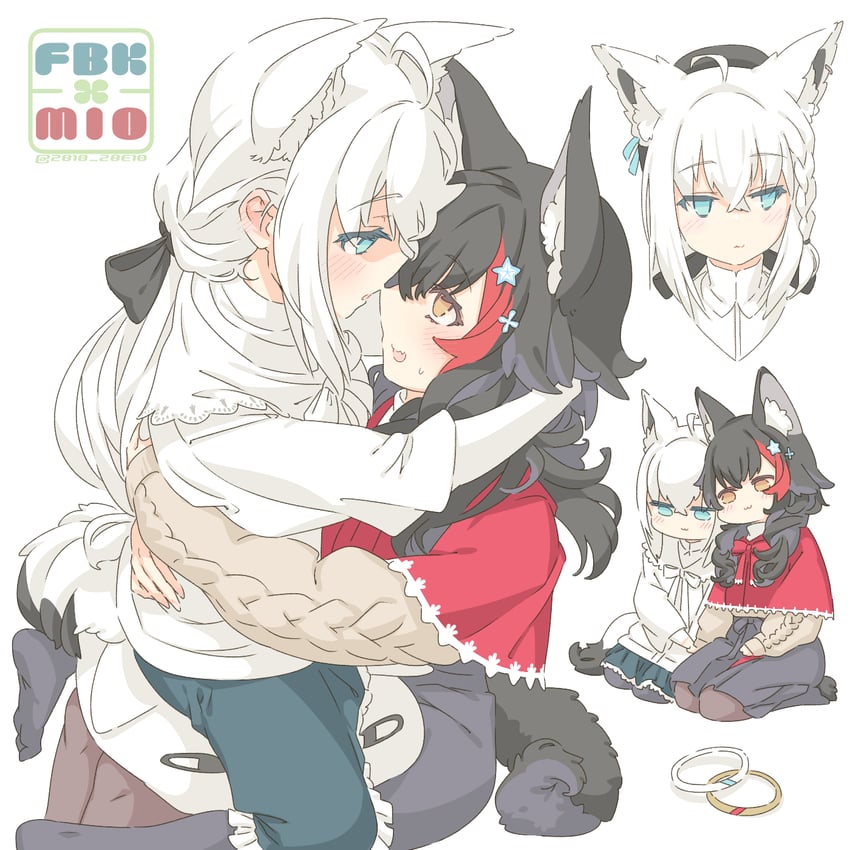 shirakami fubuki, ookami mio, and miteiru (hololive) drawn by tataki_tuna