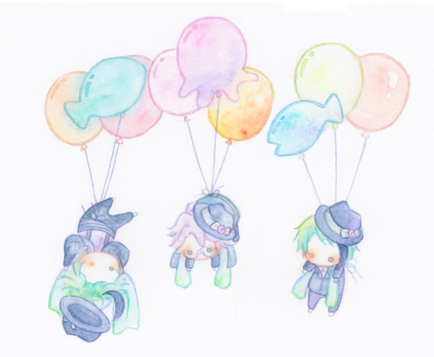 floyd leech, jade leech, and azul ashengrotto (twisted wonderland) drawn by kirakira_huuuki