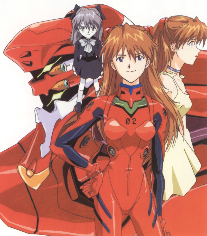 souryuu asuka langley and eva 02 (neon genesis evangelion) drawn by masayuki_(gainax)