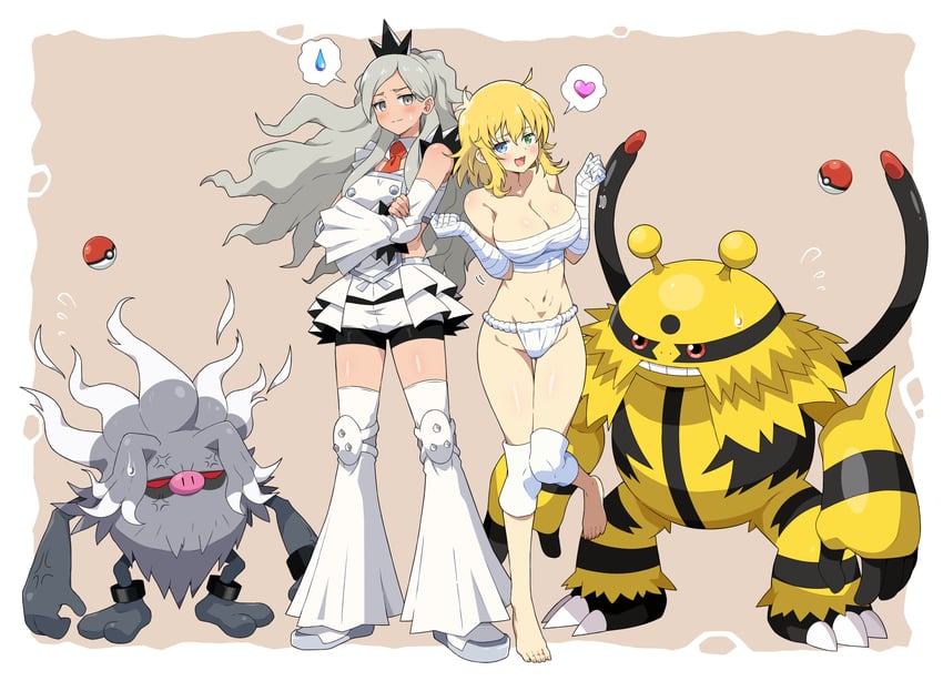 ryouna, eri, electivire, and annihilape (pokemon and 3 more) drawn by eggman_(ni_tamagoex)