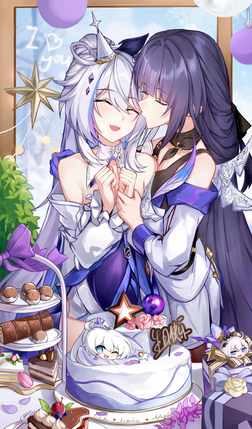 kiana kaslana and raiden mei (honkai and 1 more) drawn by evzeva