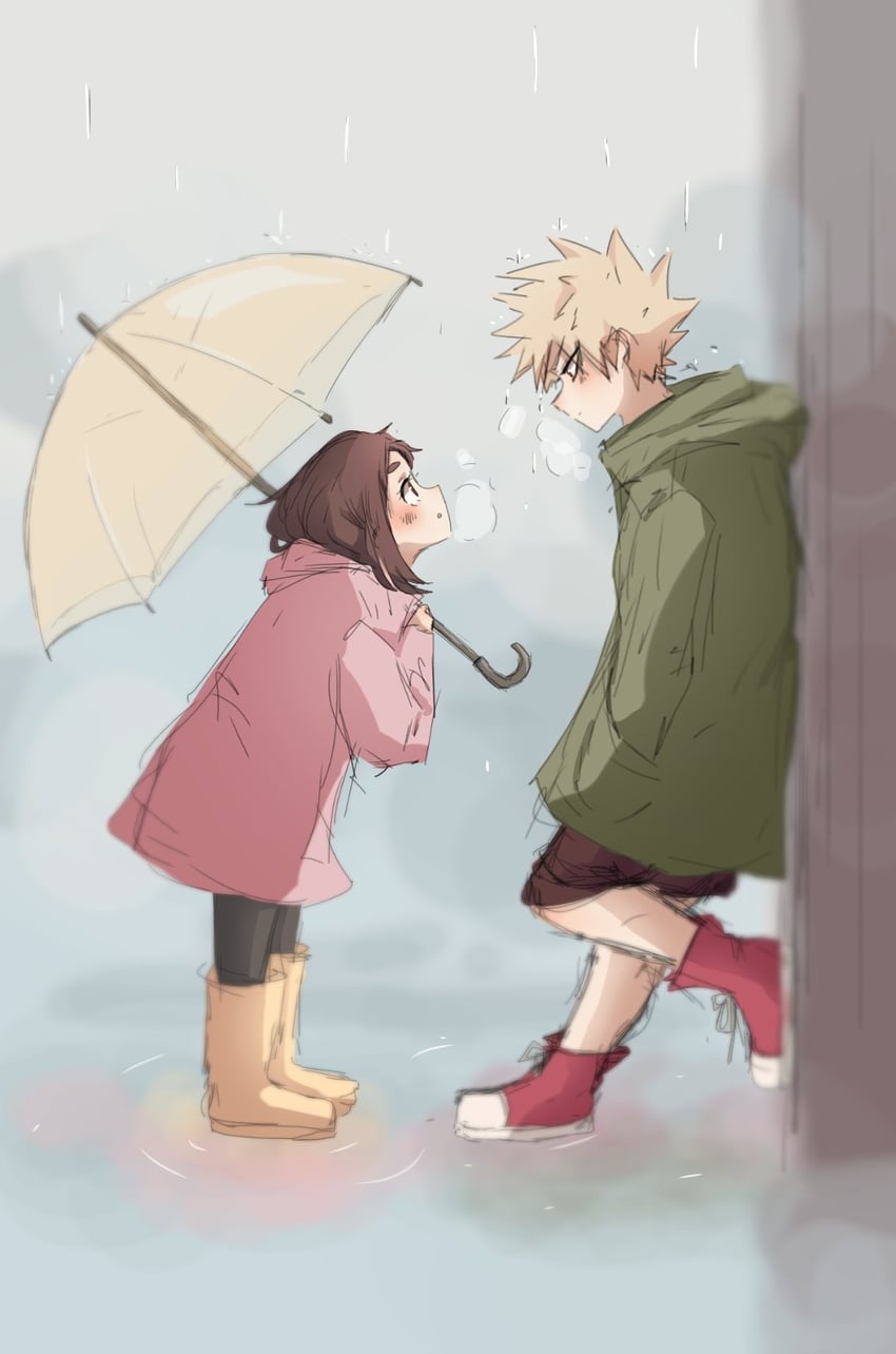 bakugou katsuki and uraraka ochaco (boku no hero academia) drawn by echo1069479