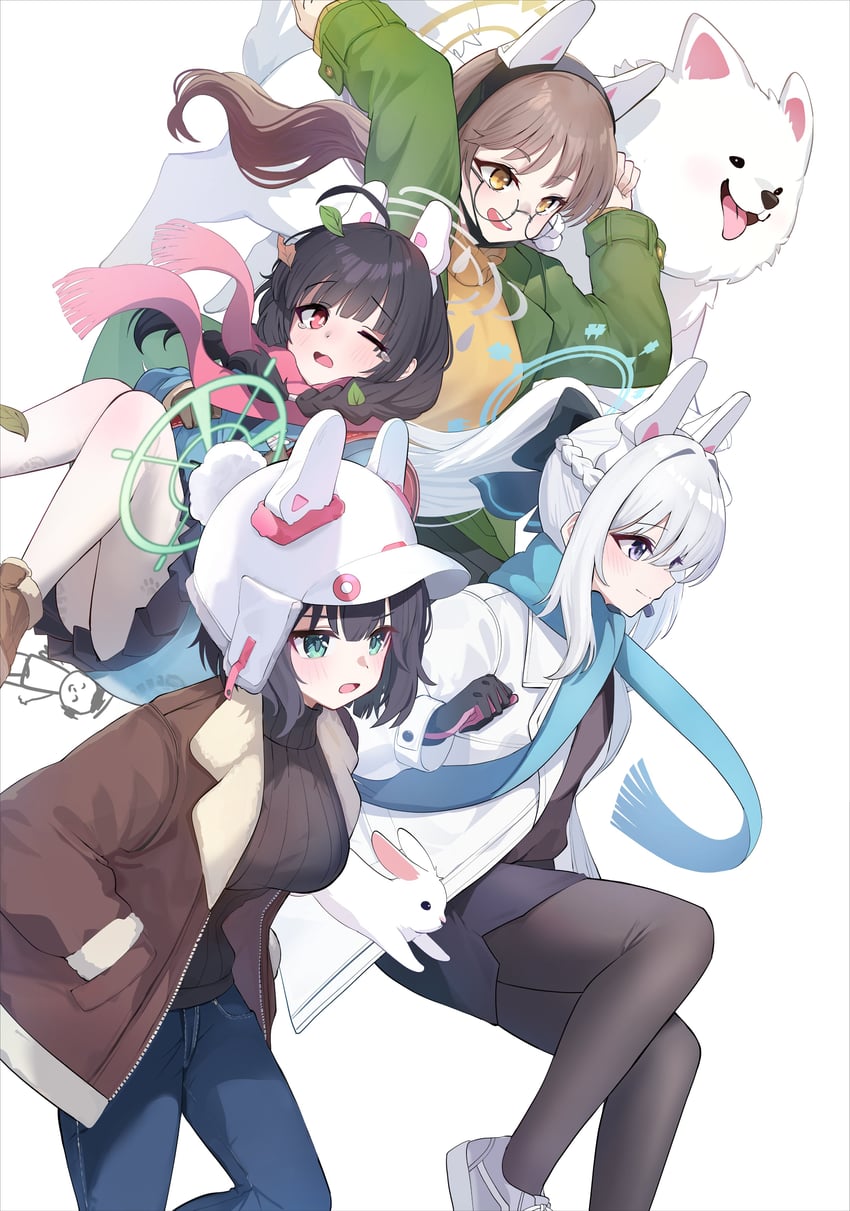sensei, doodle sensei, miyu, miyako, saki, and 1 more (blue archive) drawn by inapple