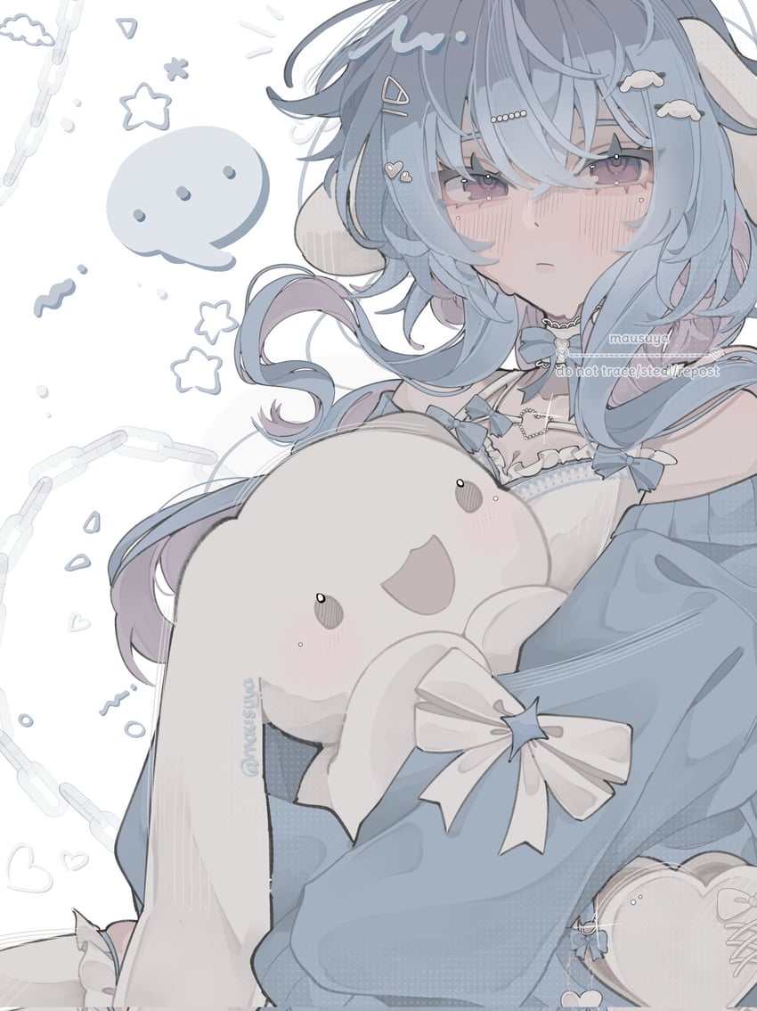 ganyu and cinnamoroll (genshin impact and 2 more) drawn by mausuya