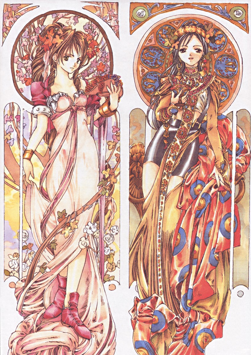 tifa lockhart and aerith gainsborough (final fantasy and 1 more) drawn by nao_tsukiji