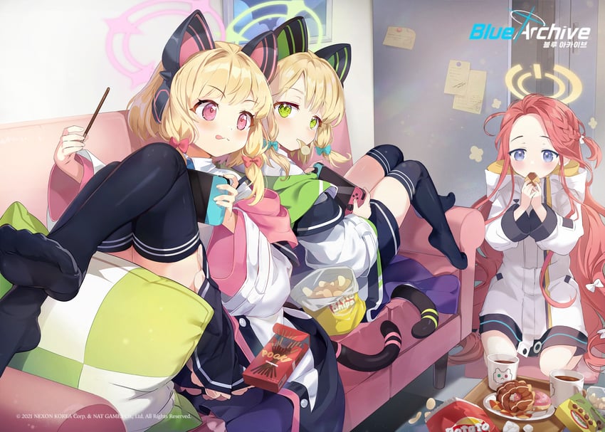 momoi, midori, and yuzu (blue archive) drawn by yetti