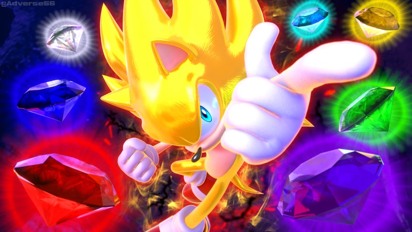 sonic the hedgehog, super sonic, and super sonic 2 (sonic and 1 more) drawn by adverse56