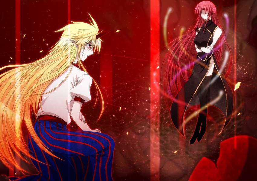 hong meiling and hoshiguma yuugi (touhou) drawn by hazuki_kasane