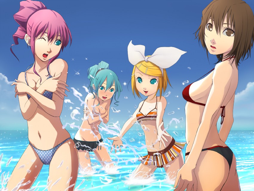 hatsune miku, kagamine rin, megurine luka, and meiko (vocaloid) drawn by shibuchoo