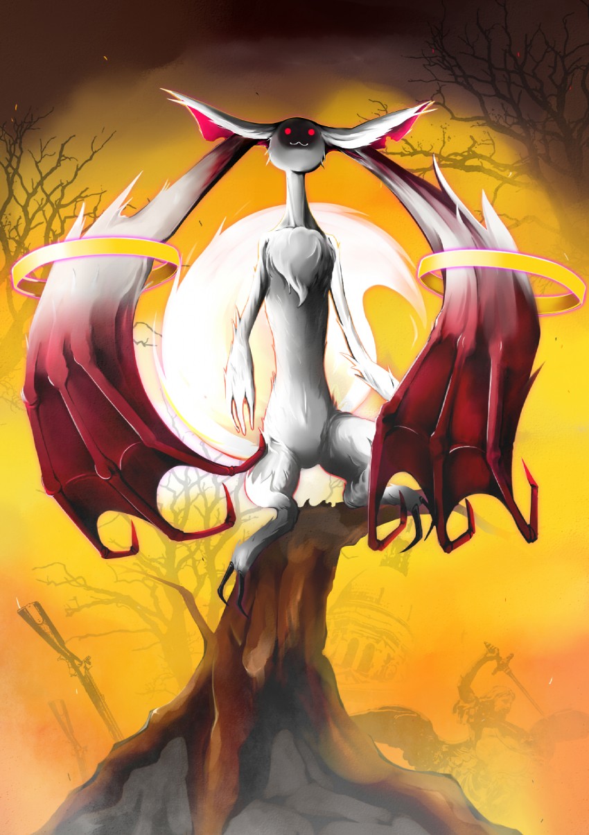 kyubey and nicol bolas (mahou shoujo madoka magica and 1 more) drawn by hara_saito
