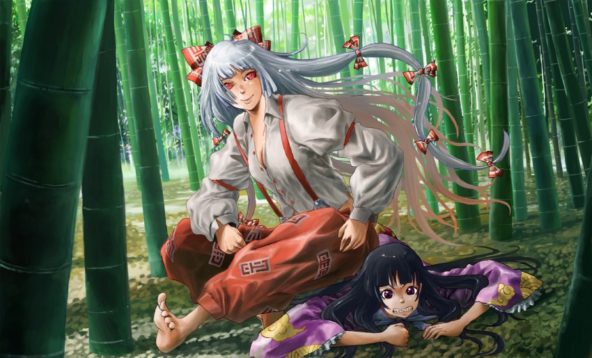 fujiwara no mokou and houraisan kaguya (touhou) drawn by bear_(qma)