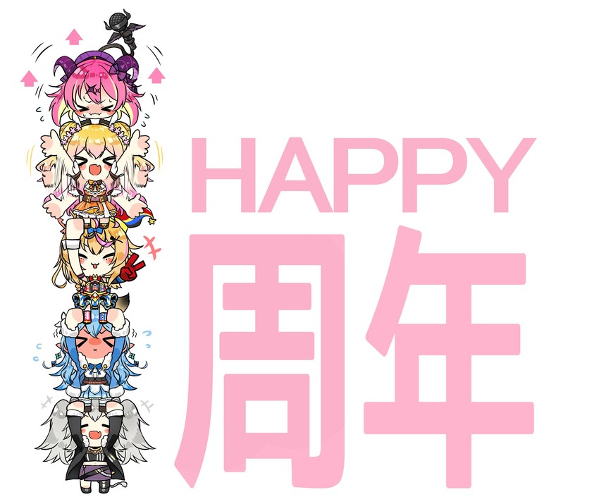 yukihana lamy, shishiro botan, omaru polka, momosuzu nene, and mano aloe (hololive) drawn by sui_hi_sf
